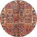 Round Traditional Light Copper Gold Persian Rug, tr4516