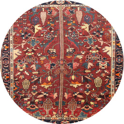 Round Traditional Orange Salmon Pink Animal Rug, tr4517