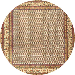 Square Machine Washable Traditional Sienna Brown Rug, wshtr4518