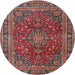 Round Traditional Saffron Red Medallion Rug, tr4519