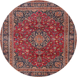 Square Machine Washable Traditional Saffron Red Rug, wshtr4519