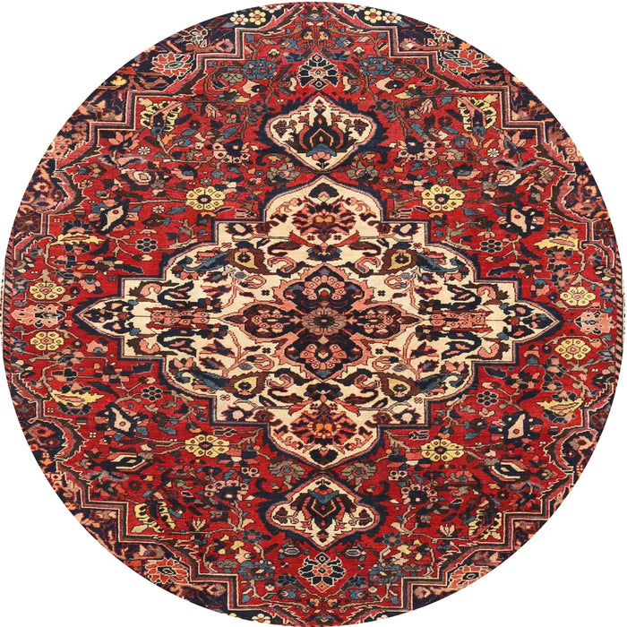 Round Traditional Saffron Red Persian Rug, tr4520