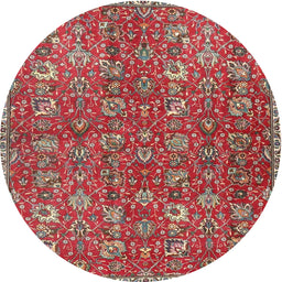 Square Machine Washable Traditional Red Rug, wshtr4521