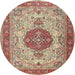 Round Traditional Brown Medallion Rug, tr4522