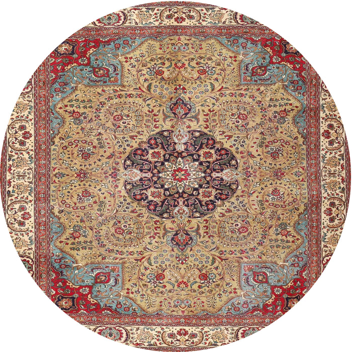Square Machine Washable Traditional Brown Red Rug, wshtr4523