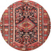 Round Traditional Orange Salmon Pink Persian Rug, tr4524