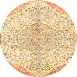 Round Traditional Yellow Persian Rug, tr4525