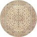 Round Traditional Dark Almond Brown Persian Rug, tr4529