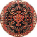 Round Traditional Saffron Red Persian Rug, tr452