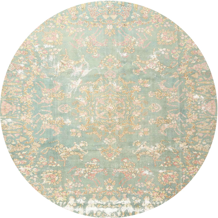Round Traditional Sand Brown Oriental Rug, tr4531