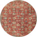 Round Traditional Light Copper Gold Persian Rug, tr4532