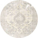 Round Traditional Pale Silver Gray Persian Rug, tr4533