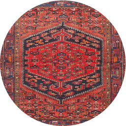 Round Traditional Rust Pink Persian Rug, tr4536