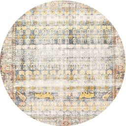 Square Machine Washable Traditional Light French Beige Brown Rug, wshtr4537