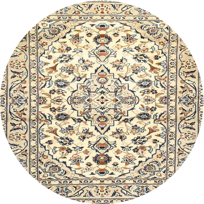 Round Traditional Dark Almond Brown Persian Rug, tr4540