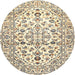 Round Traditional Dark Almond Brown Persian Rug, tr4540