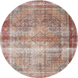 Round Traditional Rust Pink Persian Rug, tr4545