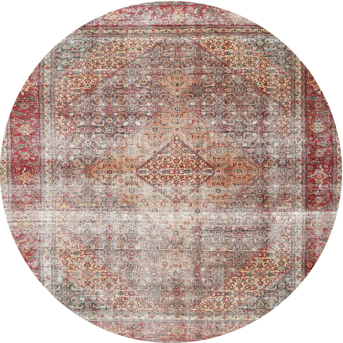 Round Traditional Rust Pink Persian Rug, tr4545