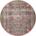 Round Traditional Light French Beige Brown Medallion Rug, tr4547