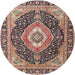 Square Machine Washable Traditional Red Brown Rug, wshtr4548