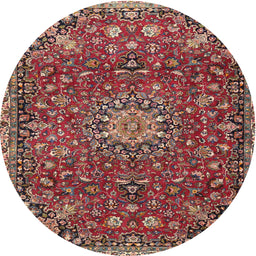Round Traditional Light Copper Gold Medallion Rug, tr4549