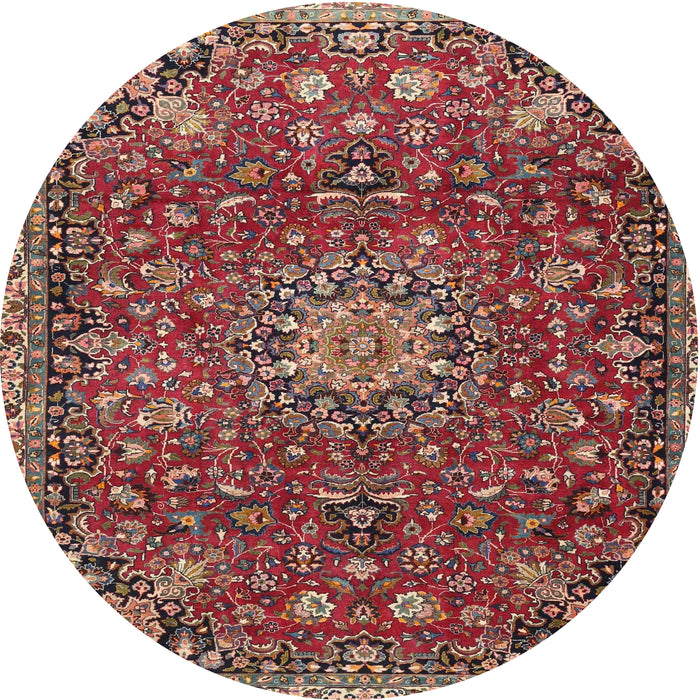 Round Traditional Light Copper Gold Medallion Rug, tr4549