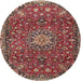 Round Traditional Light Copper Gold Medallion Rug, tr4549