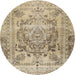 Round Traditional Brown Persian Rug, tr4550