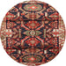 Round Traditional Saffron Red Persian Rug, tr4552