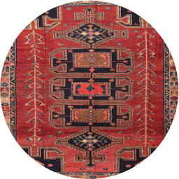 Round Traditional Rust Pink Persian Rug, tr4554