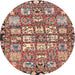 Round Traditional Brown Red Persian Rug, tr4556
