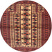 Round Traditional Saffron Red Persian Rug, tr4559