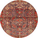 Round Traditional Rust Pink Persian Rug, tr4560