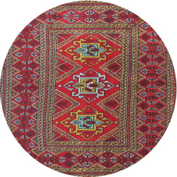 Square Machine Washable Traditional Dark Almond Brown Rug, wshtr4561