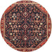 Square Machine Washable Traditional Copper Red Pink Rug, wshtr4562