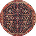 Round Traditional Copper Red Pink Persian Rug, tr4562