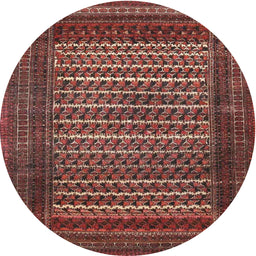 Round Traditional Rust Pink Persian Rug, tr4563