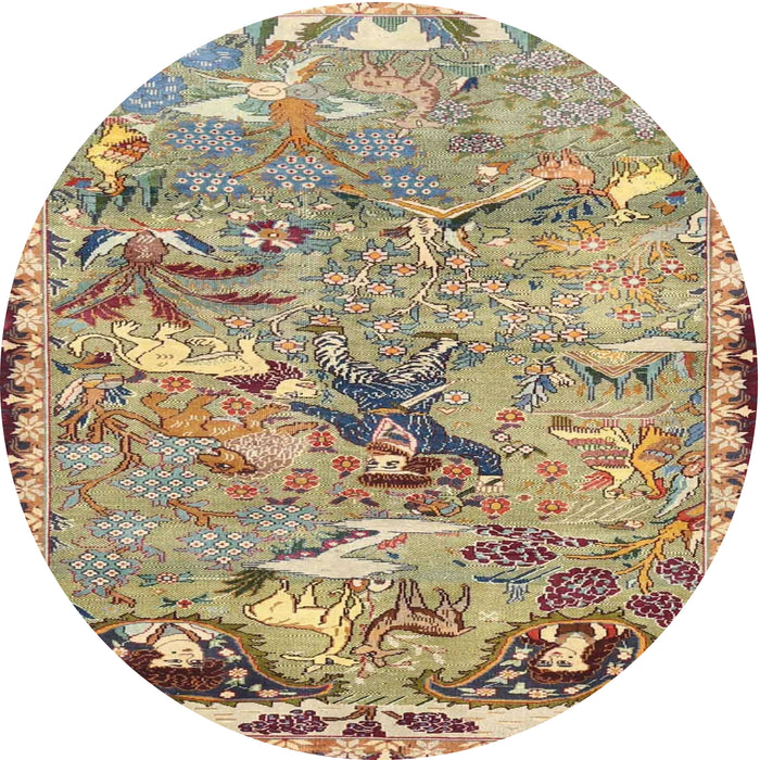 Round Traditional Sienna Brown Animal Rug, tr4564