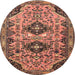 Round Traditional Dark Sienna Brown Persian Rug, tr4566