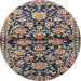 Round Traditional Camel Brown Persian Rug, tr4568