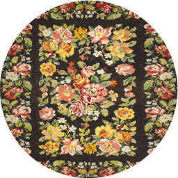 Round Traditional Bakers Brown Medallion Rug, tr456