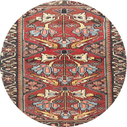 Square Machine Washable Traditional Brown Red Rug, wshtr4572