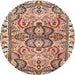 Round Traditional Chestnut Brown Persian Rug, tr4573