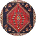 Round Traditional Dark Almond Brown Persian Rug, tr4577