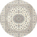 Round Traditional Champagne Beige Medallion Rug, tr4579