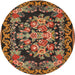 Round Traditional Bronze Brown Medallion Rug, tr457