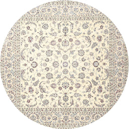 Round Traditional Blanched Almond Beige Persian Rug, tr4580
