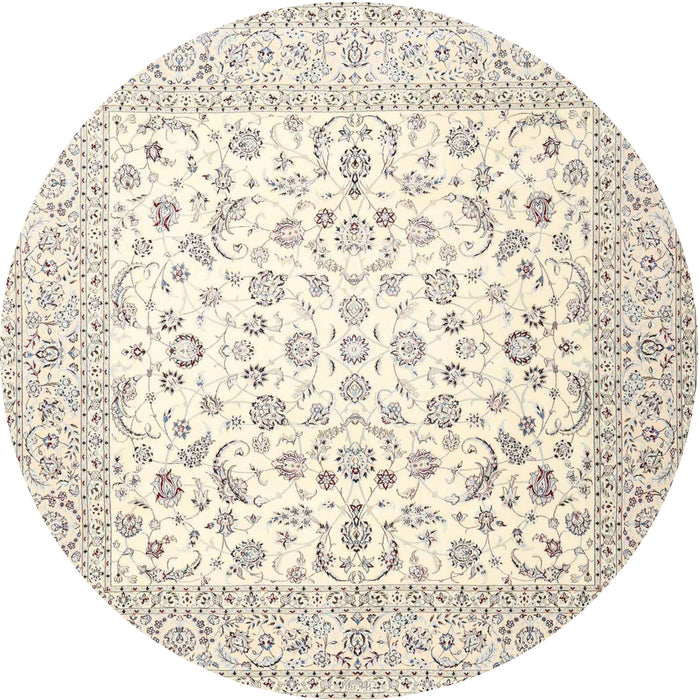 Round Traditional Blanched Almond Beige Persian Rug, tr4580