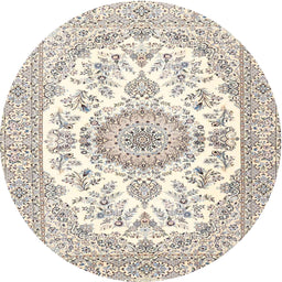 Round Traditional Blanched Almond Beige Persian Rug, tr4582