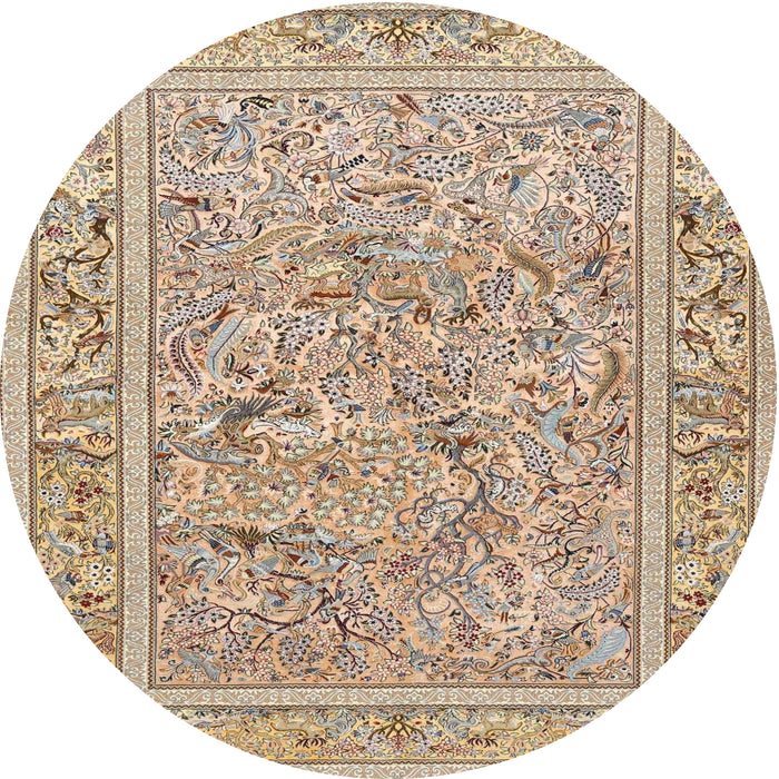 Round Traditional Brown Animal Rug, tr4585